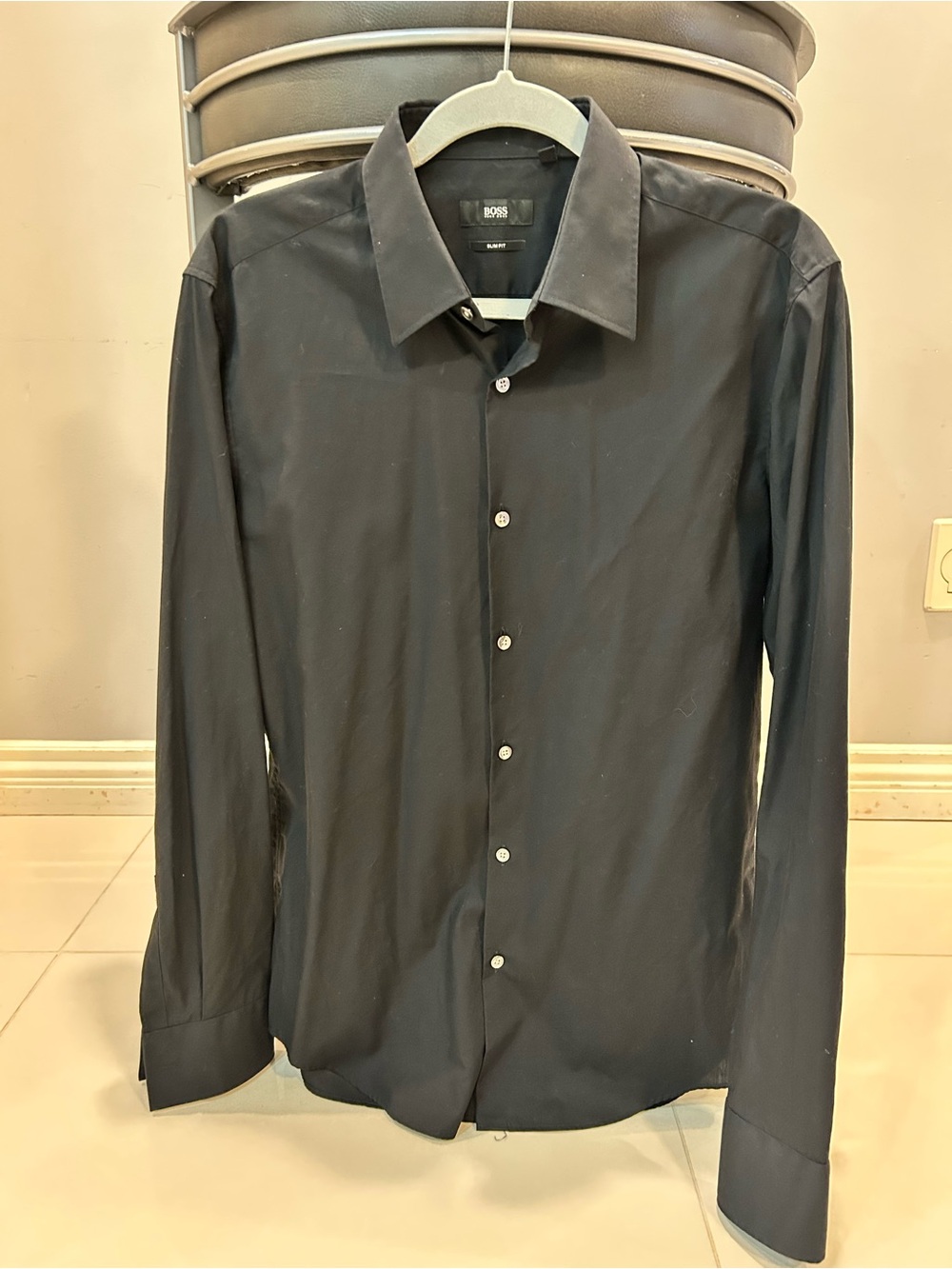 BOSS Men's Black Button-Front Dress Shirt